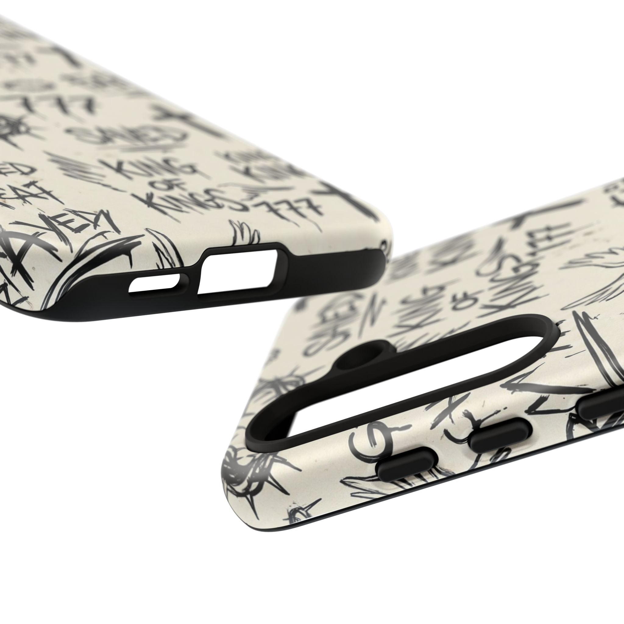 Christian Graffiti Phone Case | "Saved" & "King of Kings" Doodle Art, Urban Streetwear Faith Cover, Modern Religious Sketch Design