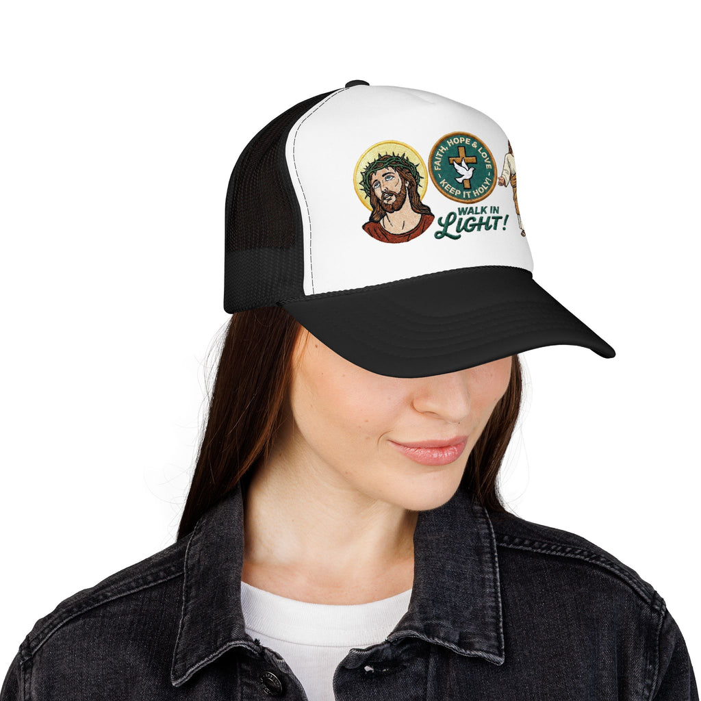 Jesus Foam Trucker Hat, Christian Trucker Cap, Embroidered Jesus Hat, Faith Based Hat, Church Hat, Religious Gift for Him
