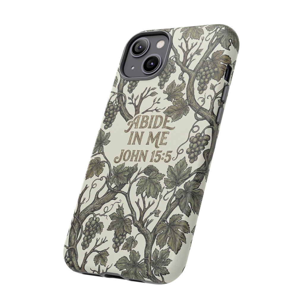 True Vine" Christian Phone Case | John 15 Scripture Art, Earthy Green Botanical Pattern, Nature Faith Gift, Bible Verse Cover
