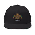 Morning Light embroidered flat bill cap | sun, laurel, wave design