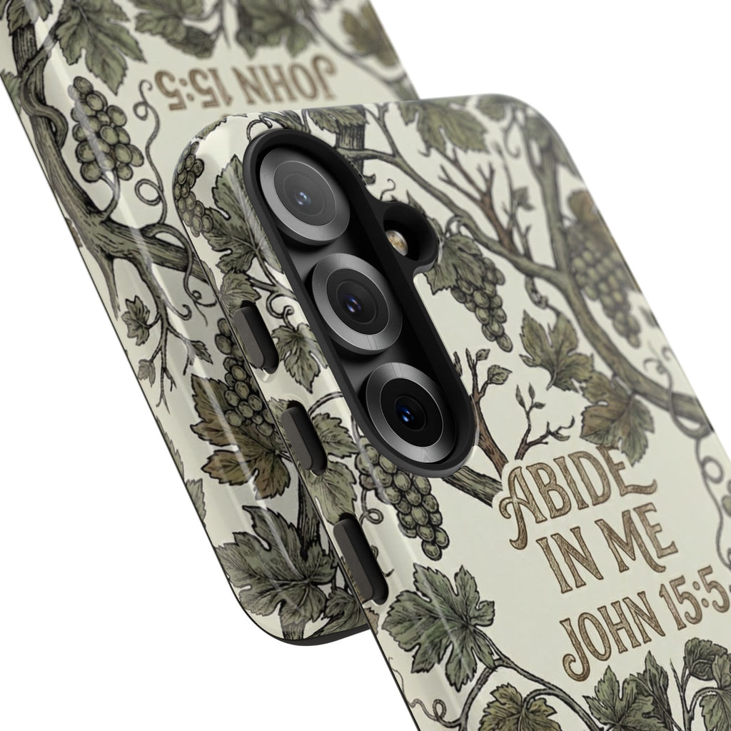 True Vine" Christian Phone Case | John 15 Scripture Art, Earthy Green Botanical Pattern, Nature Faith Gift, Bible Verse Cover