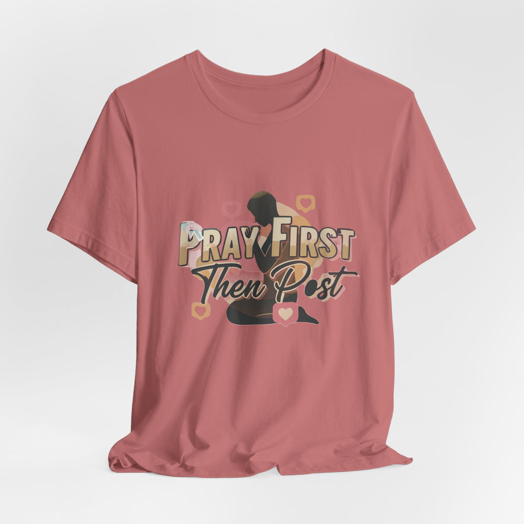 Pray First Then Post Shirt, Minimalist Christian Tee, Comfort Colors Faith Shirt, Digital Discipleship Gift, Modern Bible Verse Apparel