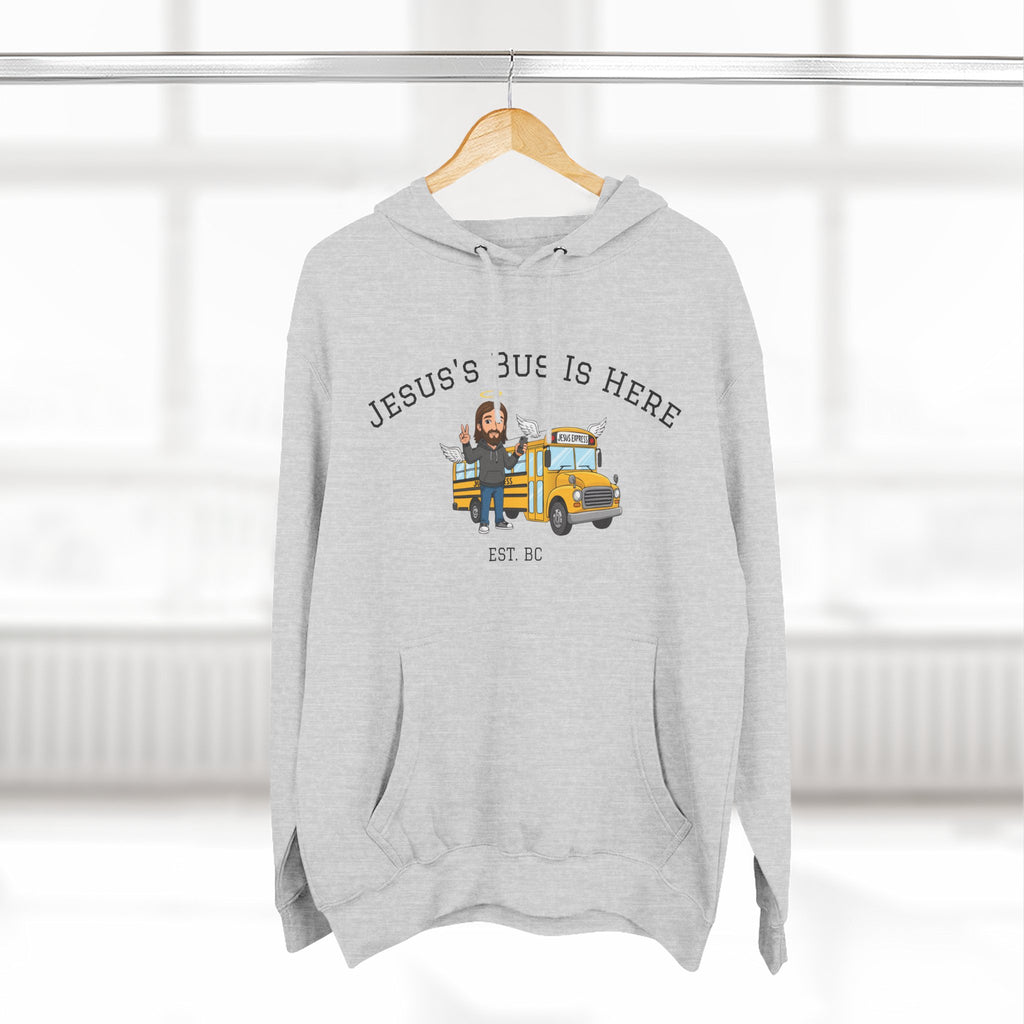 KJ version Jesus School Bus Illustration Hoodie | Jesus's Bus Is Here, EST BC