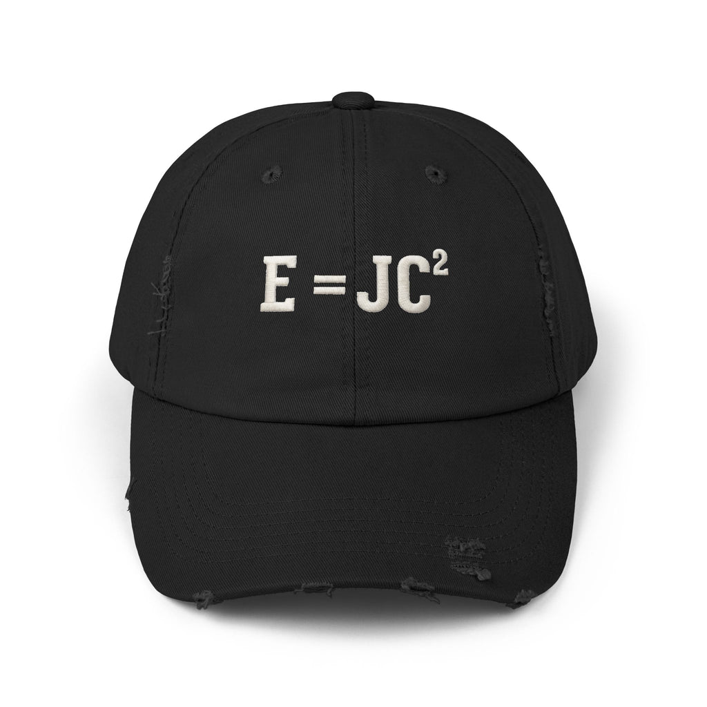 E=JC Cap | Distressed Baseball Hat, Science Equation Embroidered