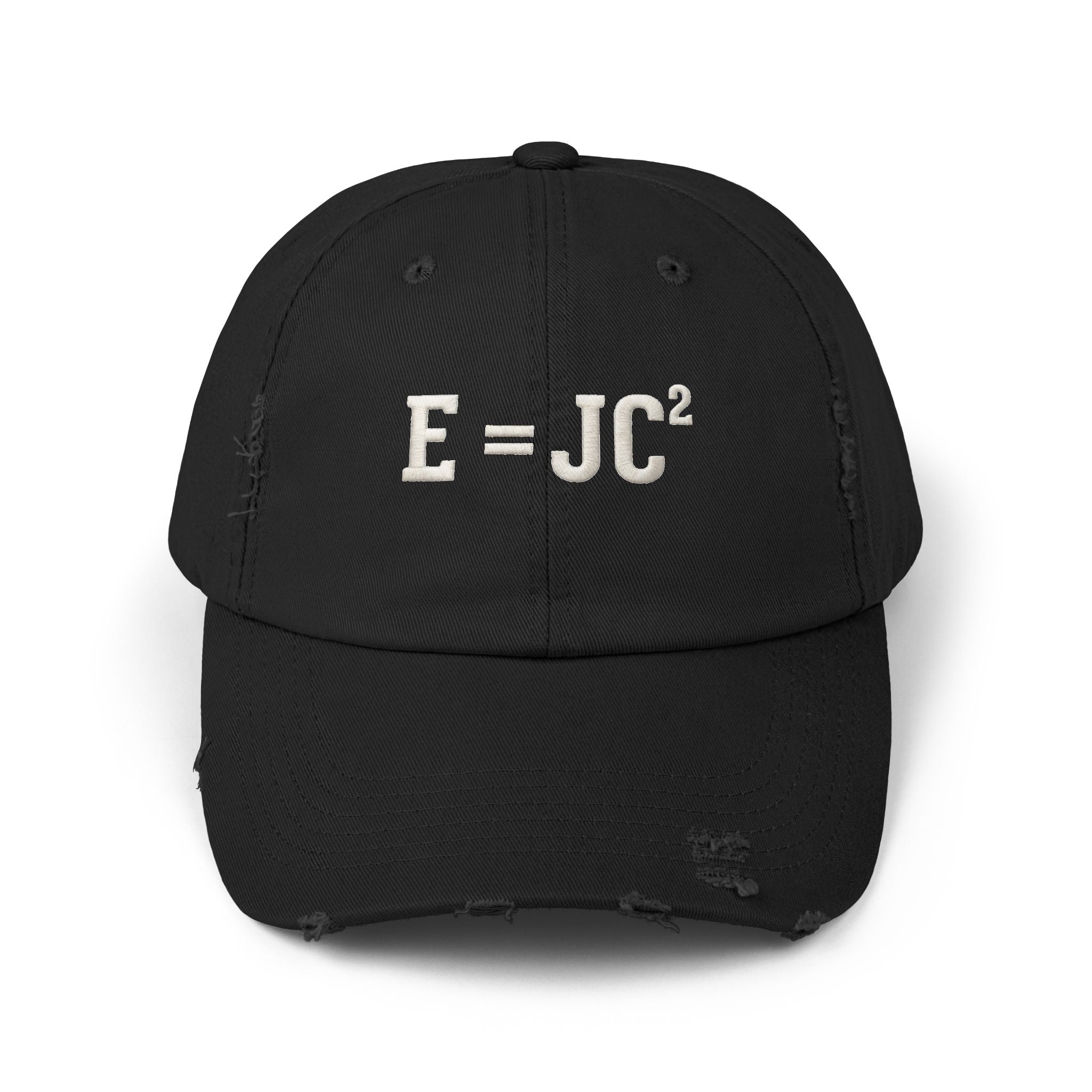 E=JC Cap | Distressed Baseball Hat, Science Equation Embroidered