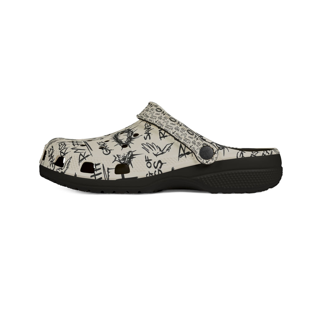 Christian Graffiti EVA Foam Slip Ons | Handwritten Faith Comfort Shoes | Clogs Style
