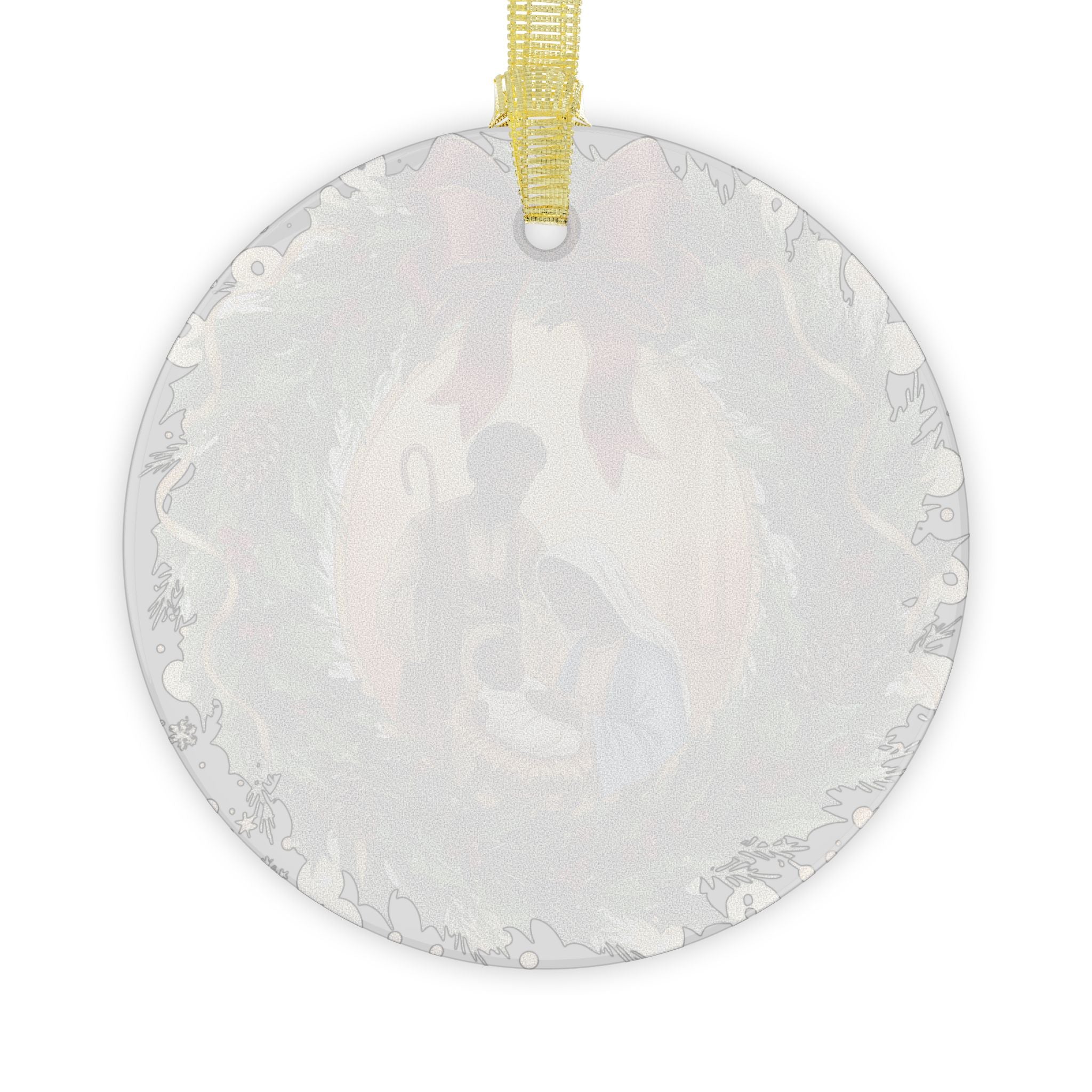 African American Nativity Glass Ornament Holy Family Wreath Christmas Decor Beveled Glass Keepsake Religious Gift