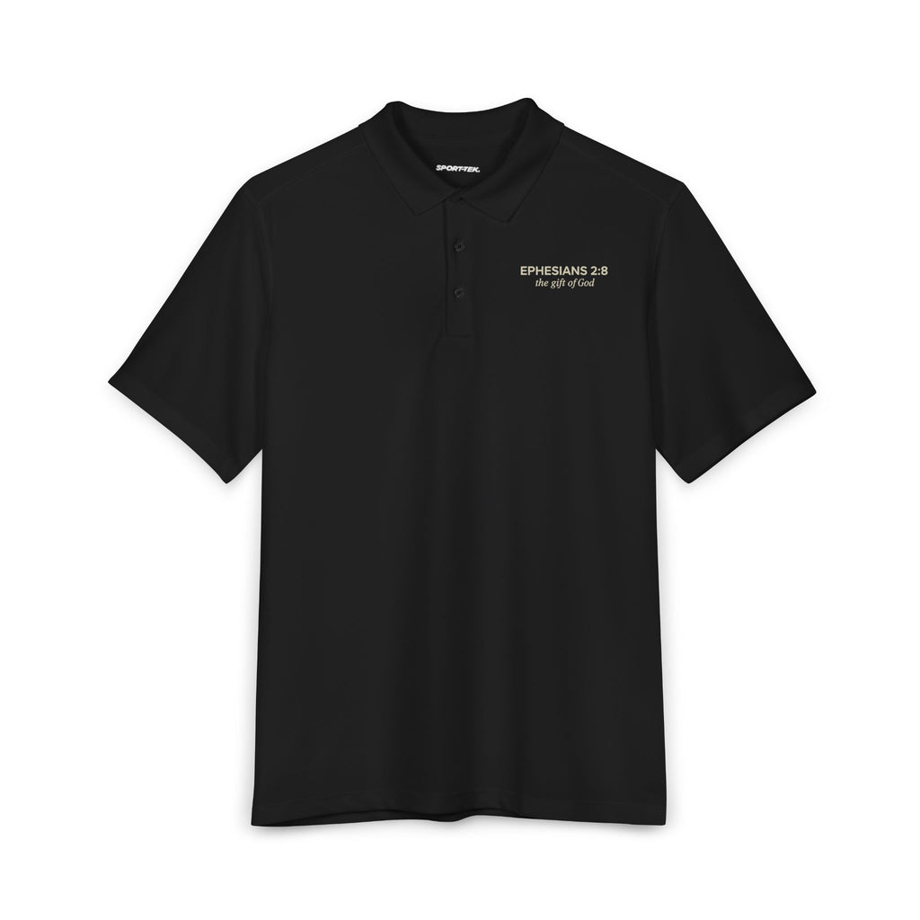 Ephesians 2:8 Script Bible Verse Polo | Embroidered Chest Logo