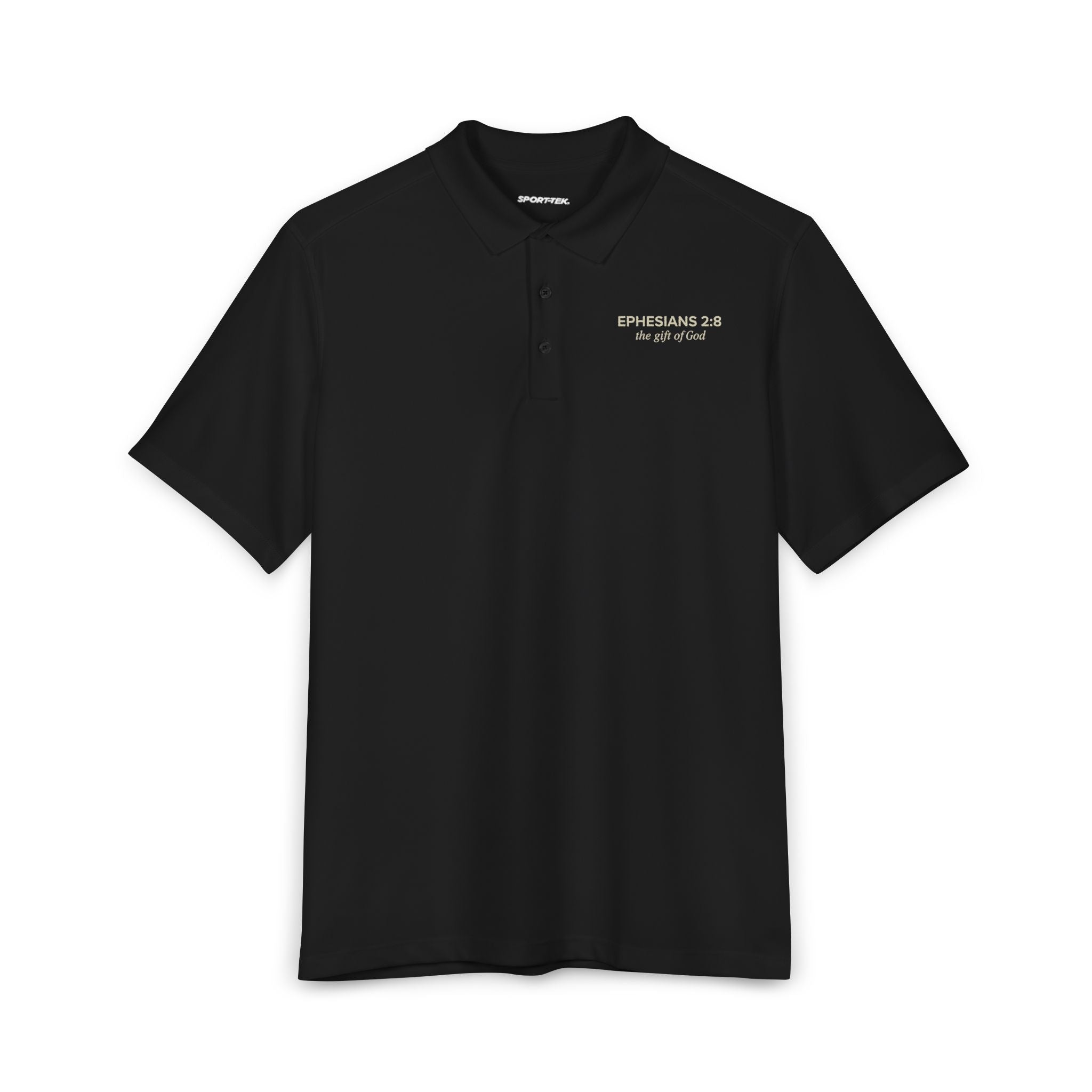 Ephesians 2:8 Script Bible Verse Polo | Embroidered Chest Logo