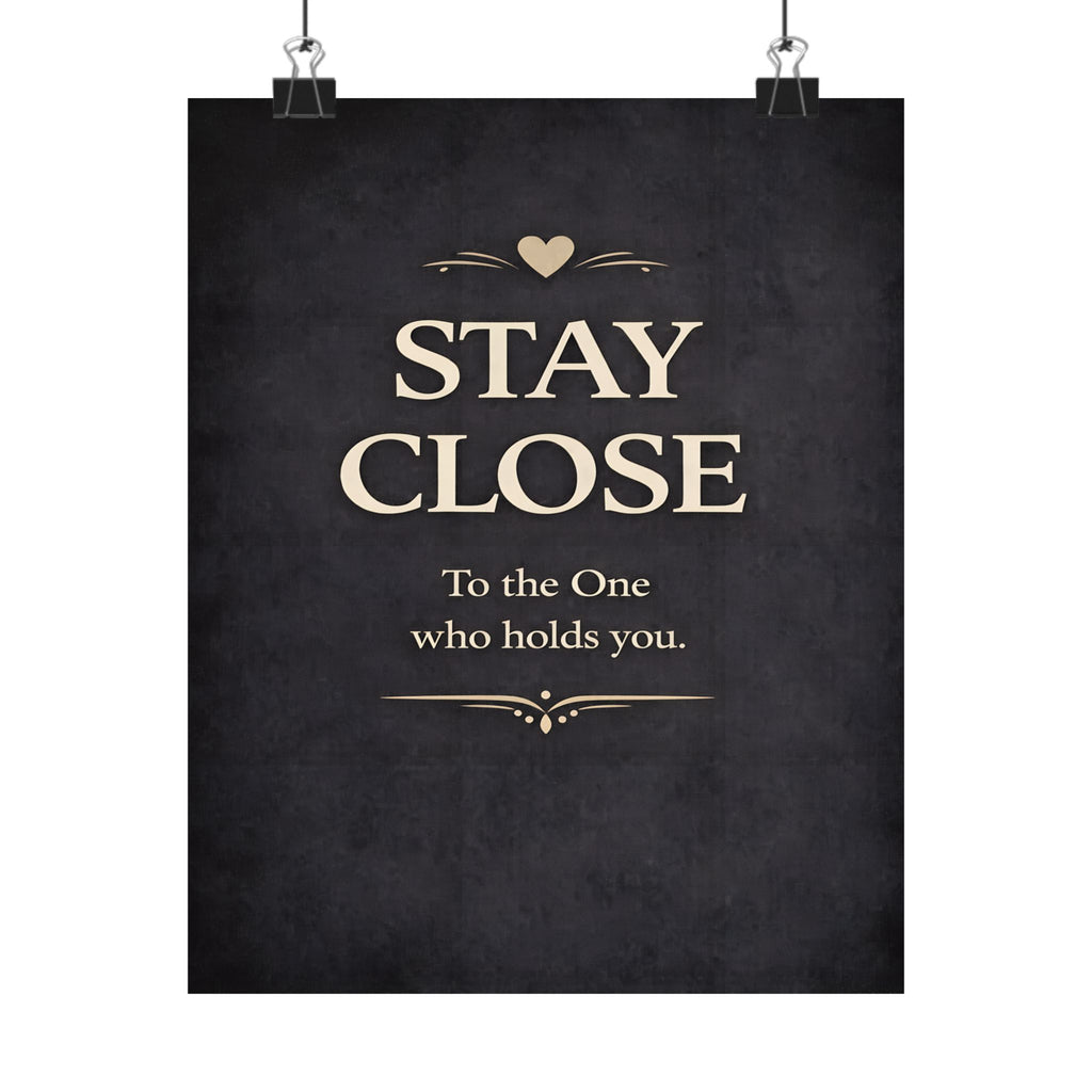 Stay Close typographic poster Matte Vertical Poster | Romantic wall art, neutral black