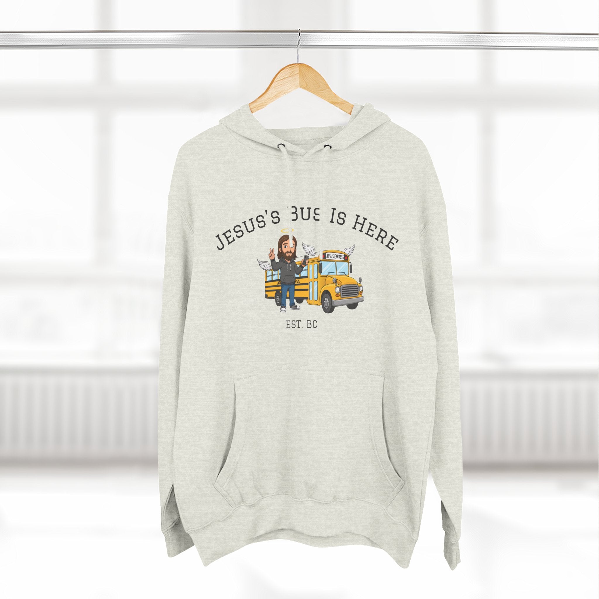 KJ version Jesus School Bus Illustration Hoodie | Jesus's Bus Is Here, EST BC