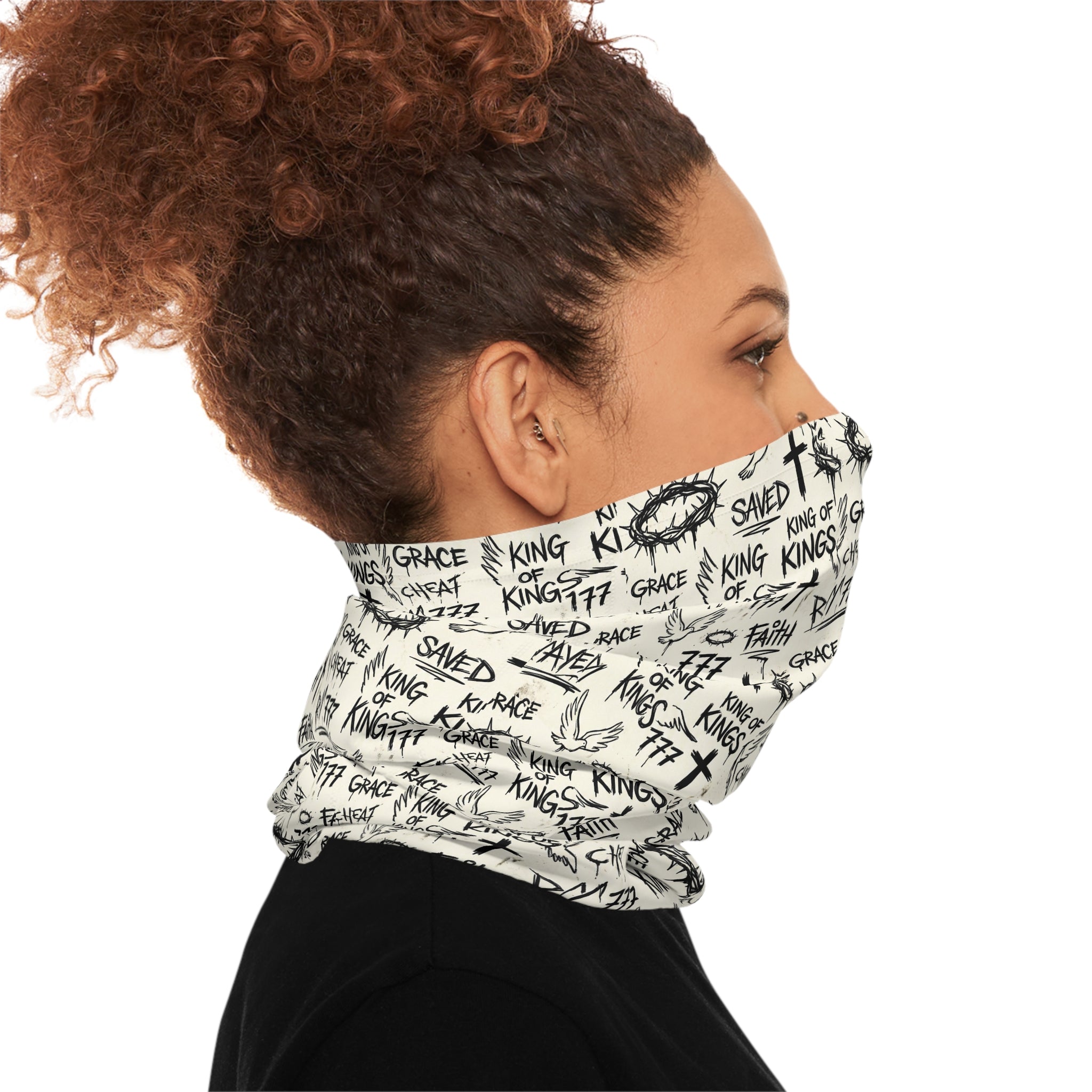 Christian Faith Graffiti Neck Gaiter | Scripture Cross Crown Design