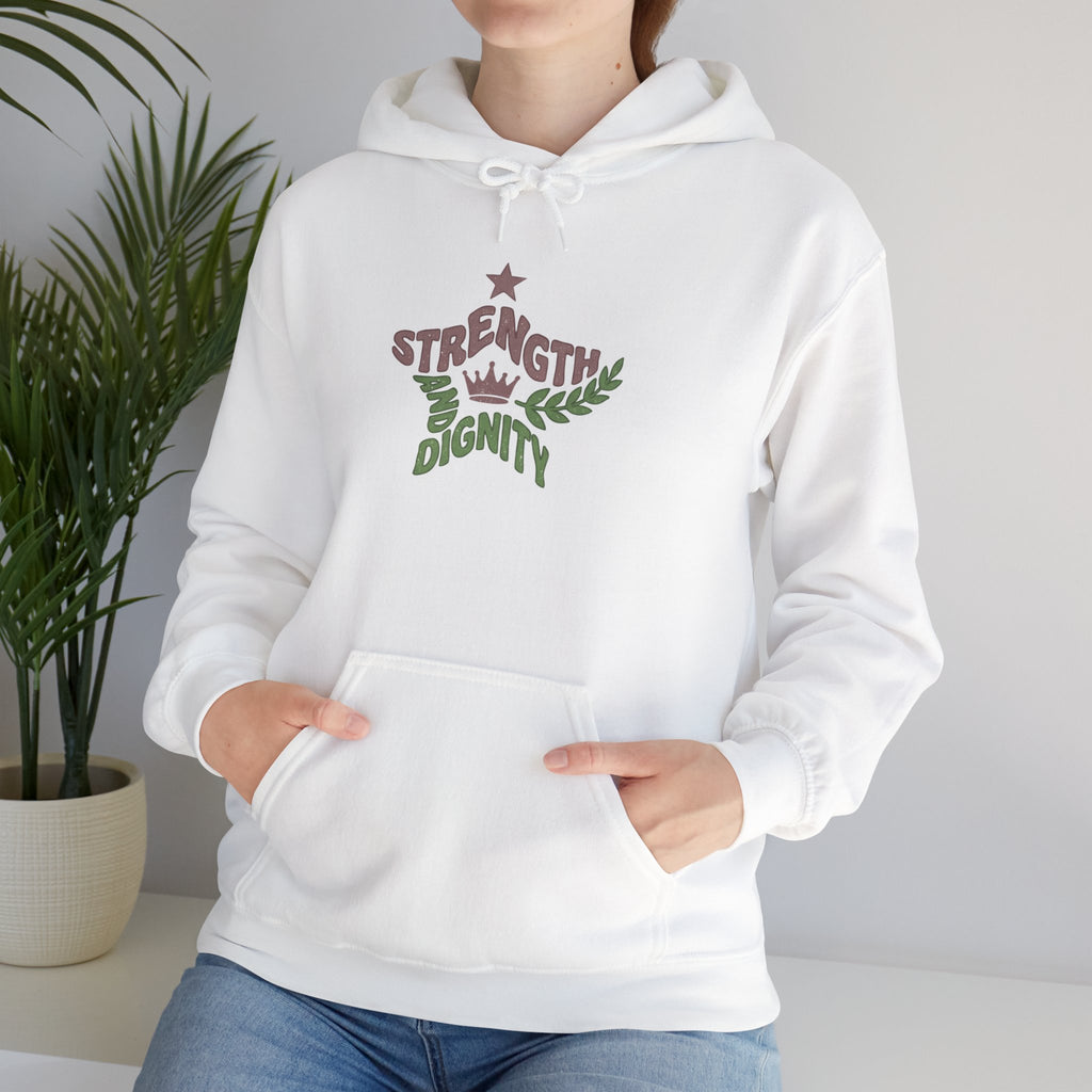 Clothed with Strength and Dignity Hoodie | Proverbs 31 Bible Verse Sweatshirt