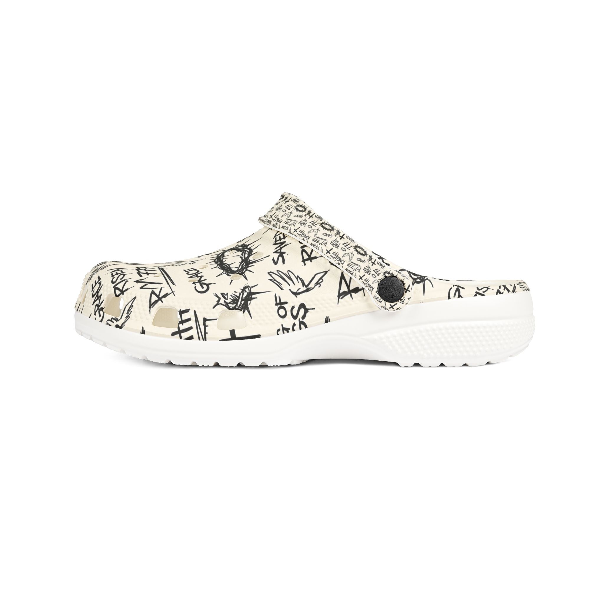 Christian Graffiti EVA Foam Slip Ons | Handwritten Faith Comfort Shoes | Clogs Style