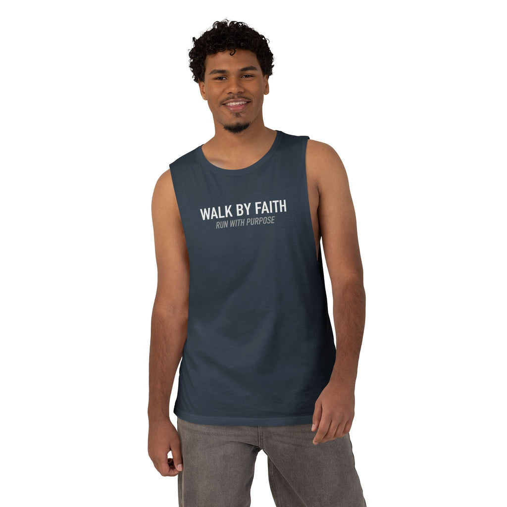 Walk By Faith Tank Top, Run With Purpose Christian Gym Tank, Unisex Muscle Tank Tee, Workout Worship Sleeveless Shirt
