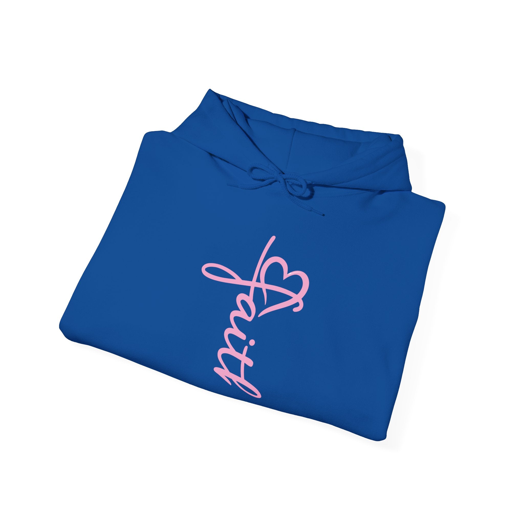 Faith script with heart Hoodie | White vertical faith design
