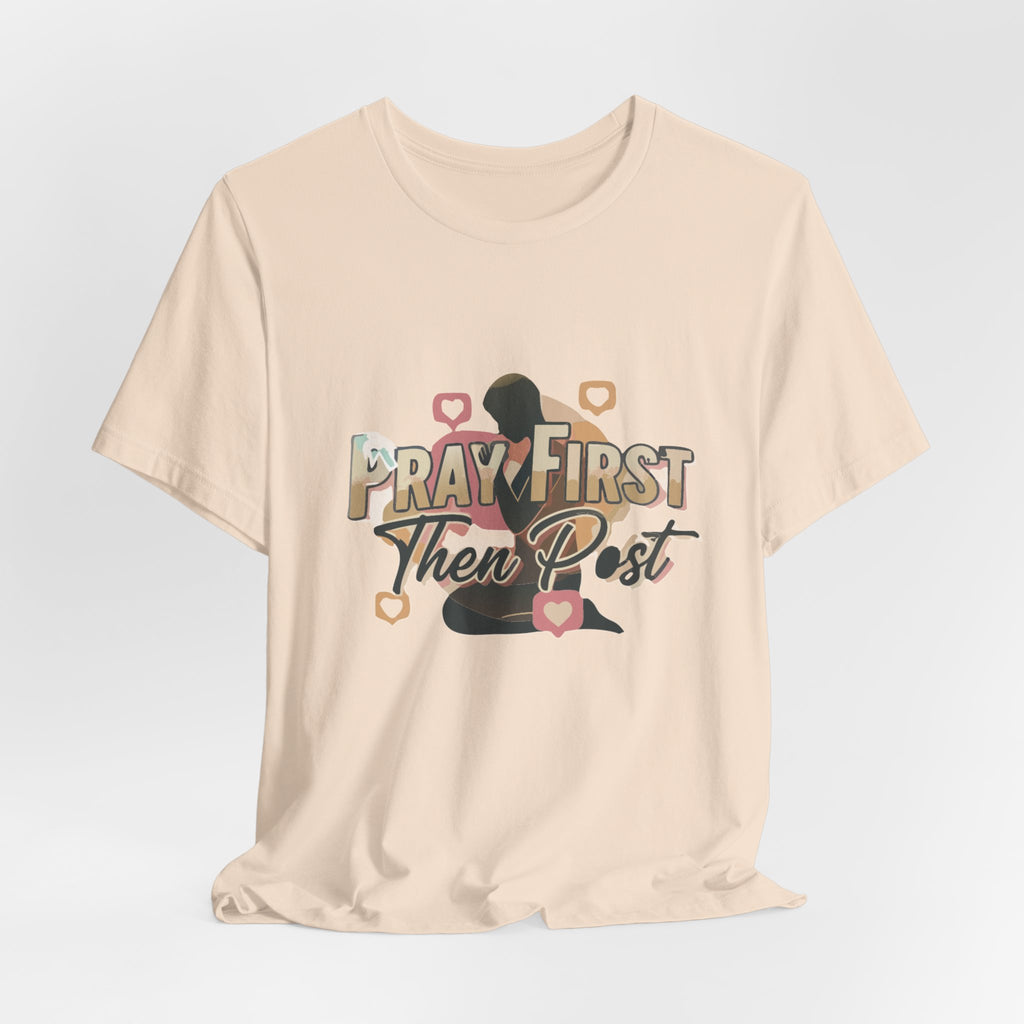 Pray First Then Post Shirt, Minimalist Christian Tee, Comfort Colors Faith Shirt, Digital Discipleship Gift, Modern Bible Verse Apparel