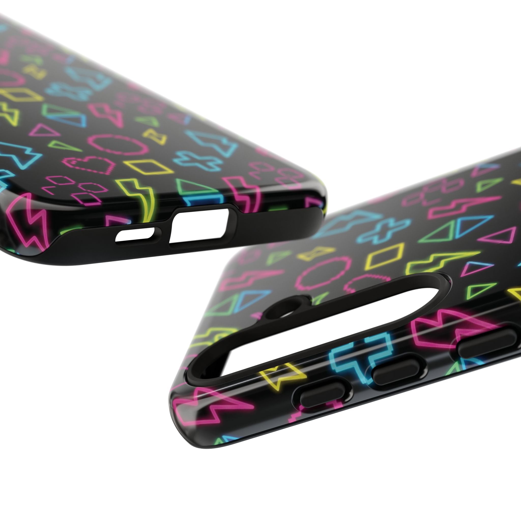 Electric Savior" Retro 90s Christian Phone Case | Neon Synthwave Pixel Art, Lightning Cross & Geometric Design, Bold Faith Gift
