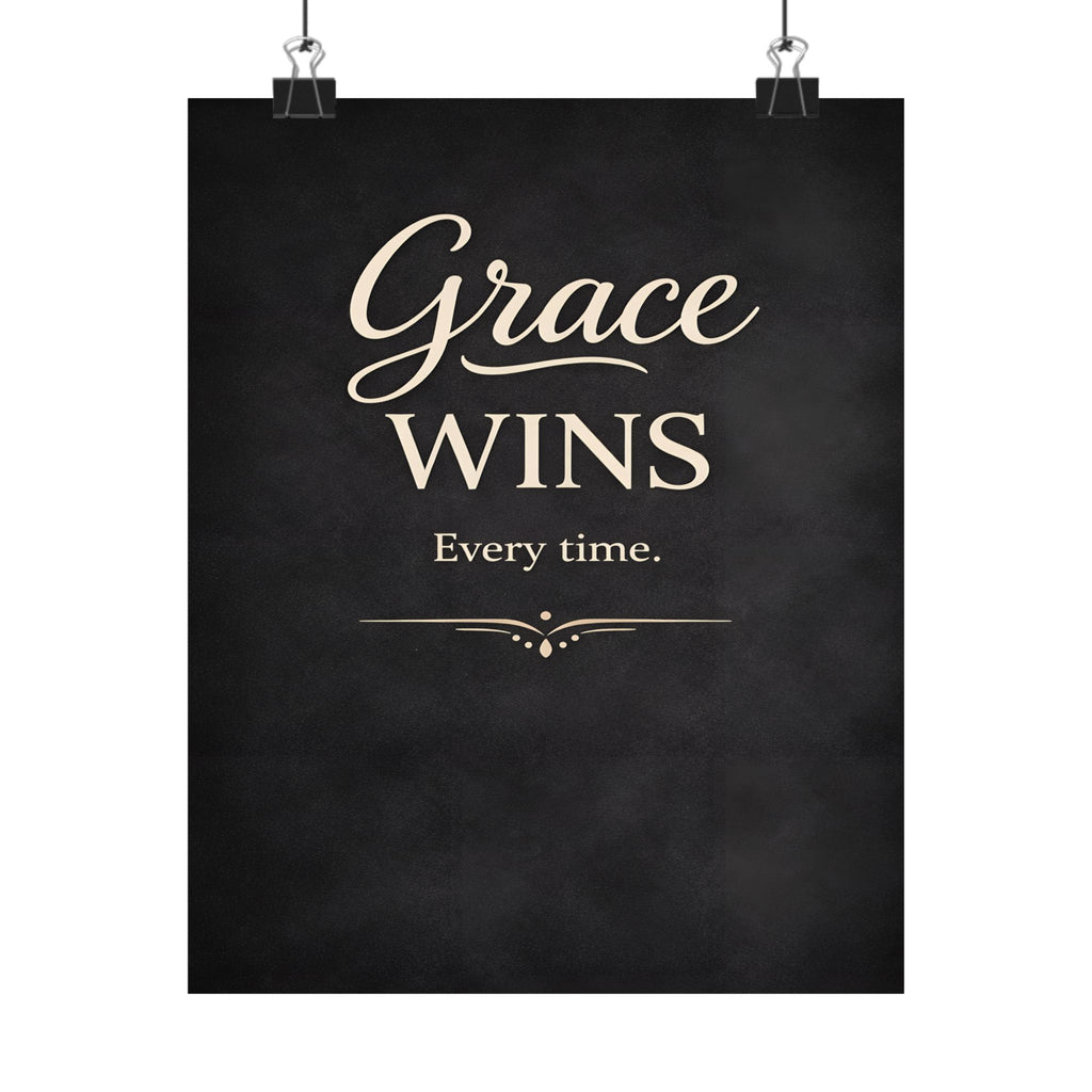 Grace Wins Every Time Poster | Matte Vertical Inspirational Wall Art