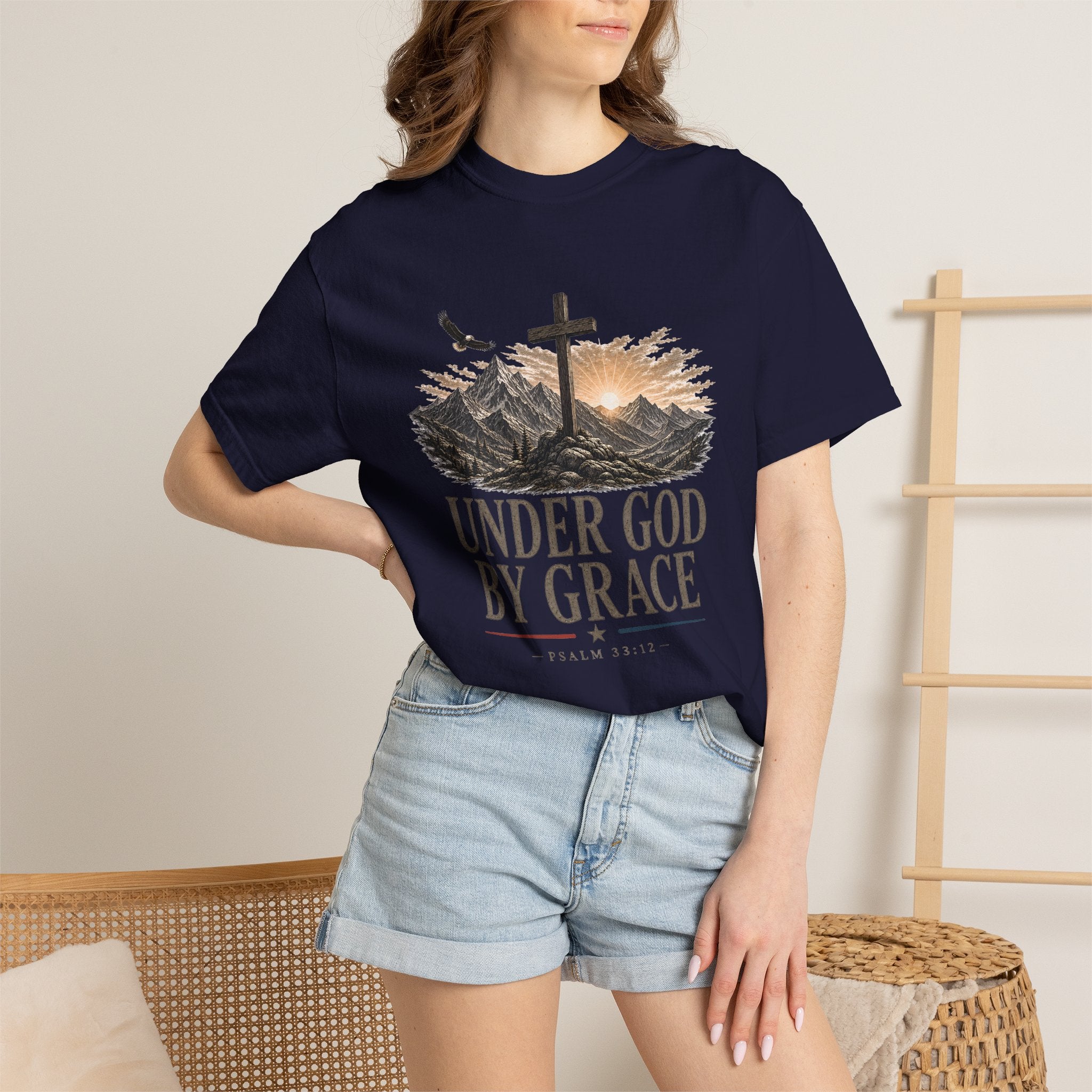Under God By Grace Shirt, Christian Patriotic Tee, Psalm 33 12 Faith Shirt