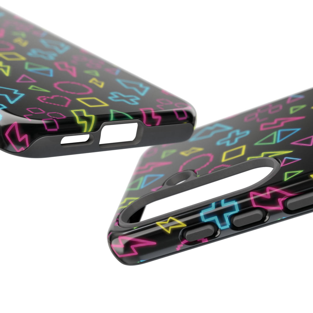 Electric Savior" Retro 90s Christian Phone Case | Neon Synthwave Pixel Art, Lightning Cross & Geometric Design, Bold Faith Gift
