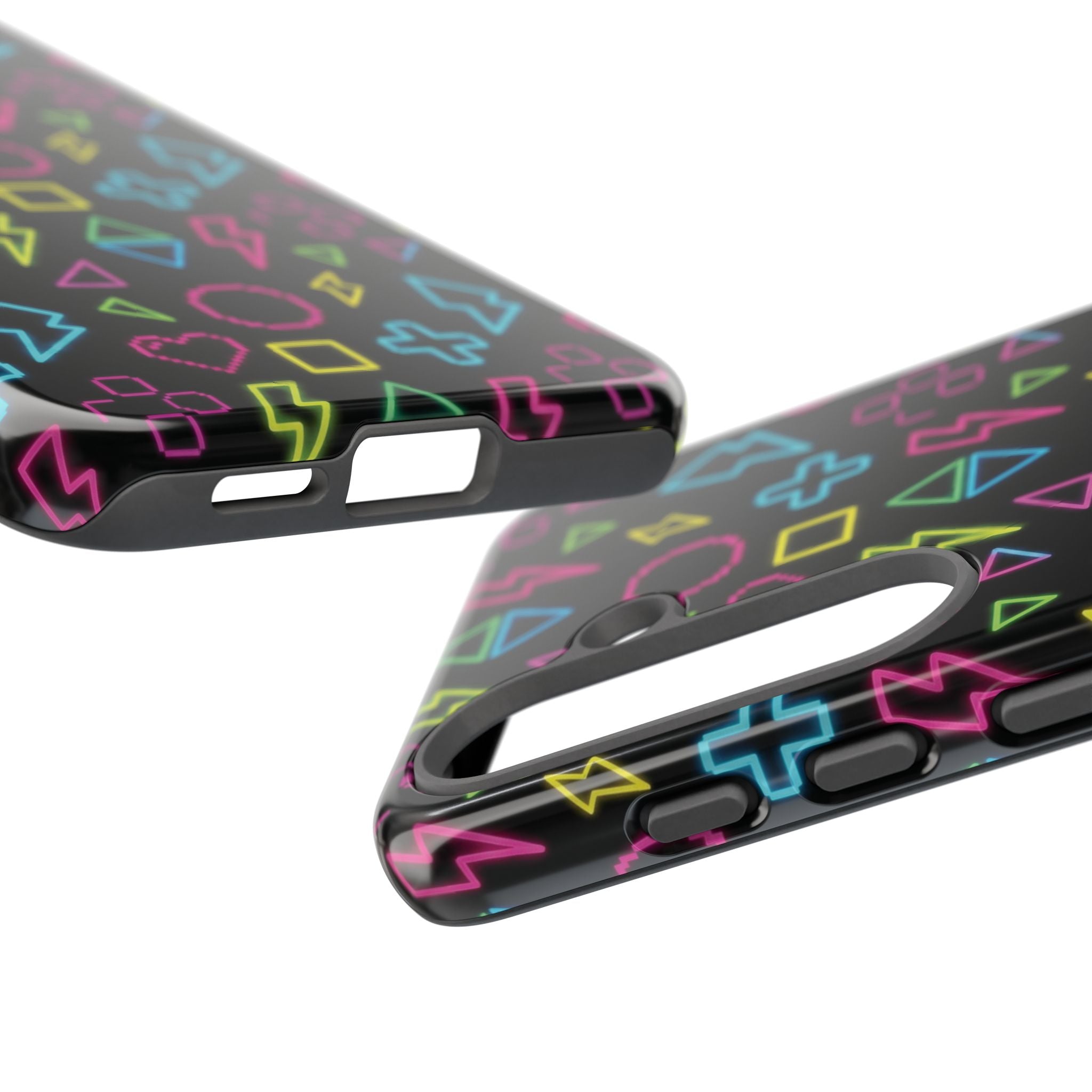 Electric Savior" Retro 90s Christian Phone Case | Neon Synthwave Pixel Art, Lightning Cross & Geometric Design, Bold Faith Gift