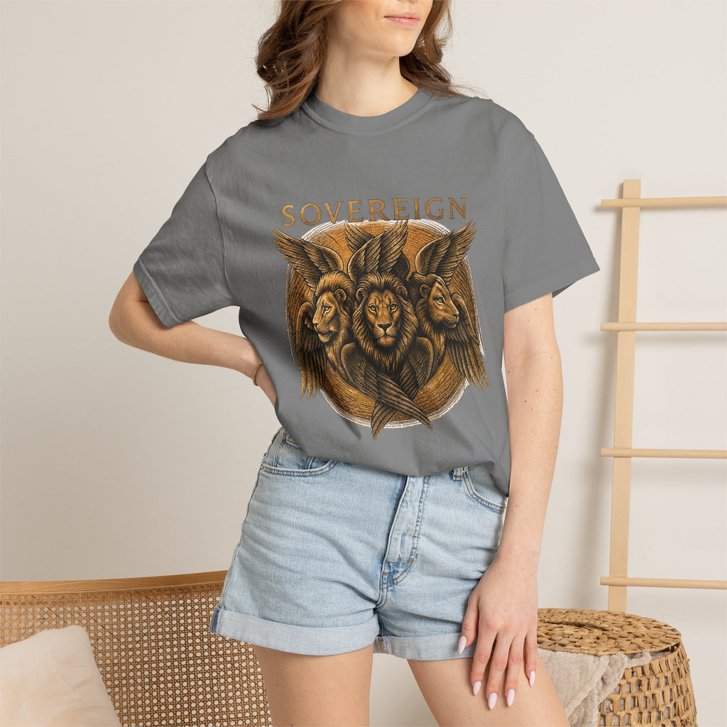 Sovereign Lion Shirt, Christian Streetwear Tee, Biblically Accurate Angel, Ezekiel Cherubim, Lion of Judah Gift