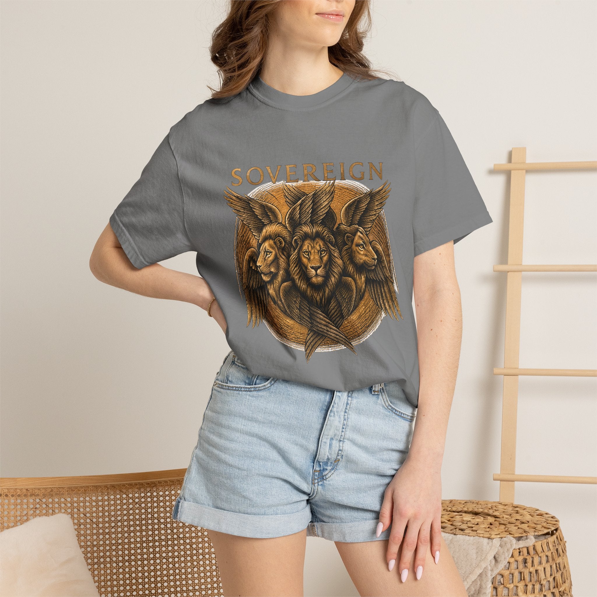 Sovereign Lion Shirt, Christian Streetwear Tee, Biblically Accurate Angel, Ezekiel Cherubim, Lion of Judah Gift