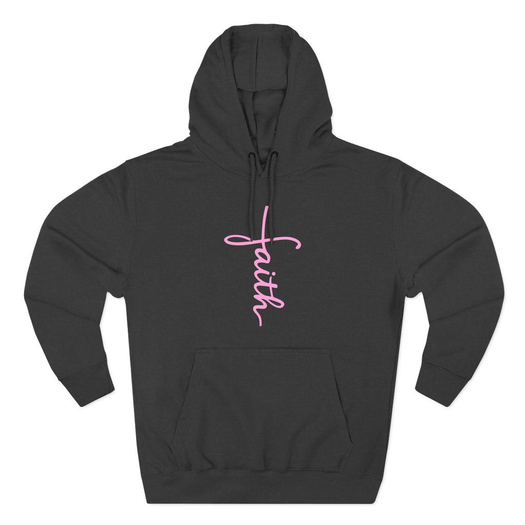 Pink Faith Hoodie | Christian Hoodie for Women | Minimalist Script Cross Hoodie | Christian Streetwear | Faith Gift | Religious Sweatshirt