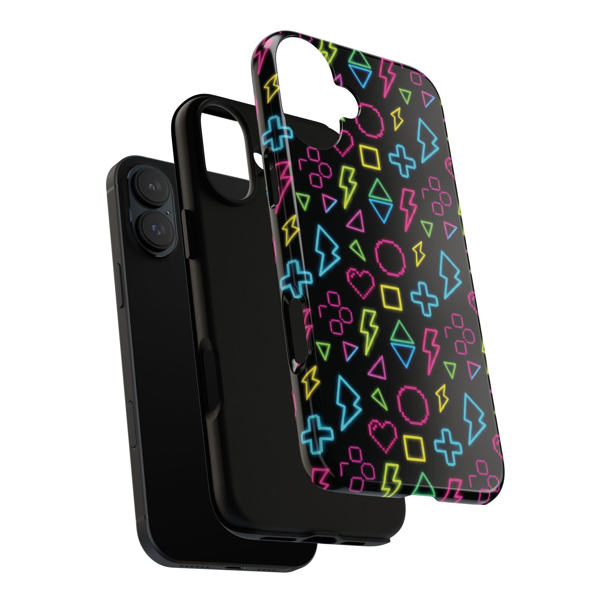 Electric Savior" Retro 90s Christian Phone Case | Neon Synthwave Pixel Art, Lightning Cross & Geometric Design, Bold Faith Gift