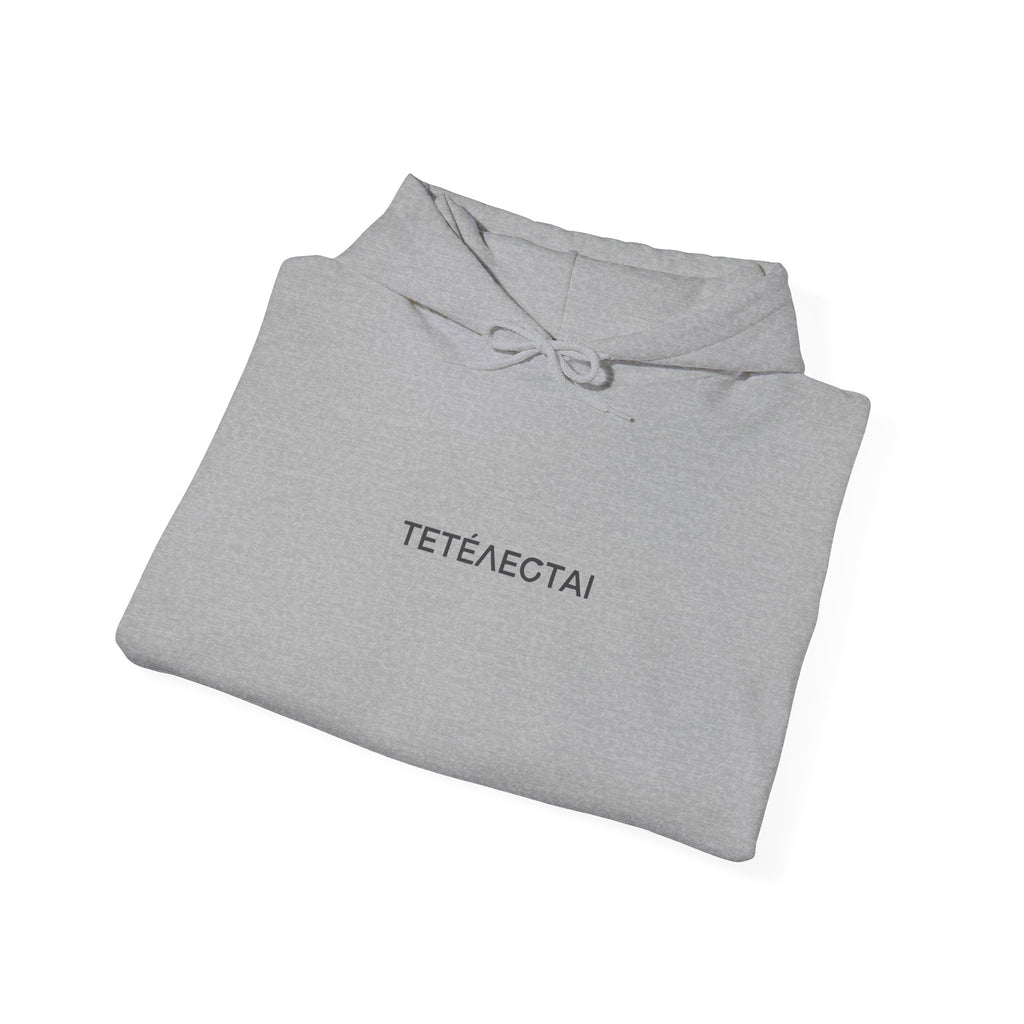 Tetelestai Greek Embroidery Hoodie, Quiet Luxury Christian Streetwear, It Is Finished Bible Verse Sweatshirt, Minimalist Faith Apparel Gift