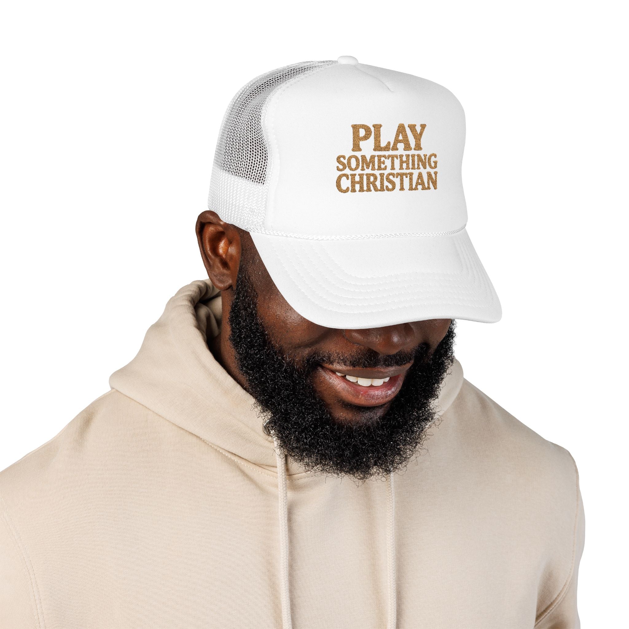Christian Trucker Hat, Play Something Christian Cap, Foam Mesh Snapback, Worship Music Hat, Church Outfit Gift
