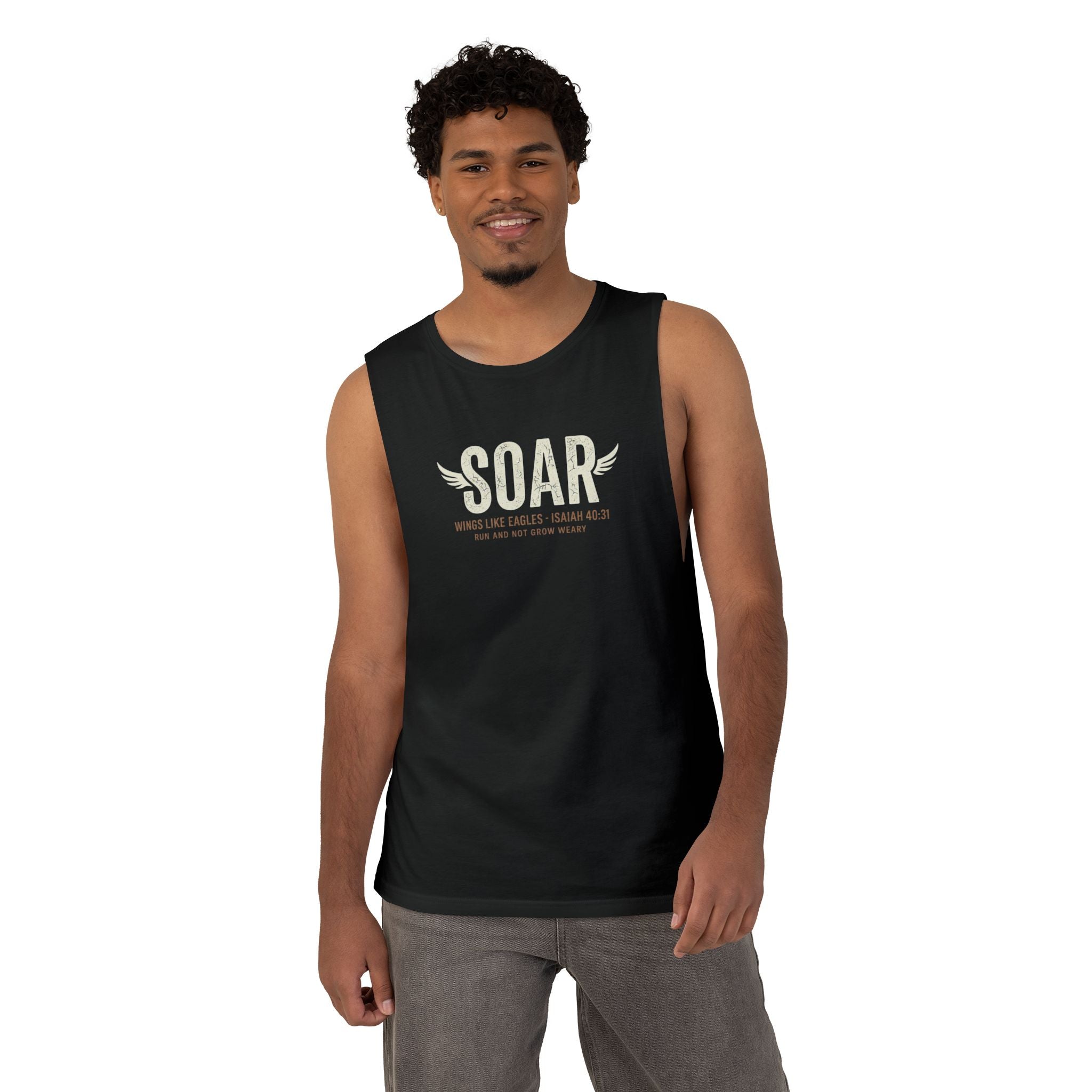 SOAR Isaiah 40:31 Tank Top, Wings Like Eagles Muscle Tank, Christian Workout Shirt, Faith Gym Apparel, Inspirational Unisex Tank