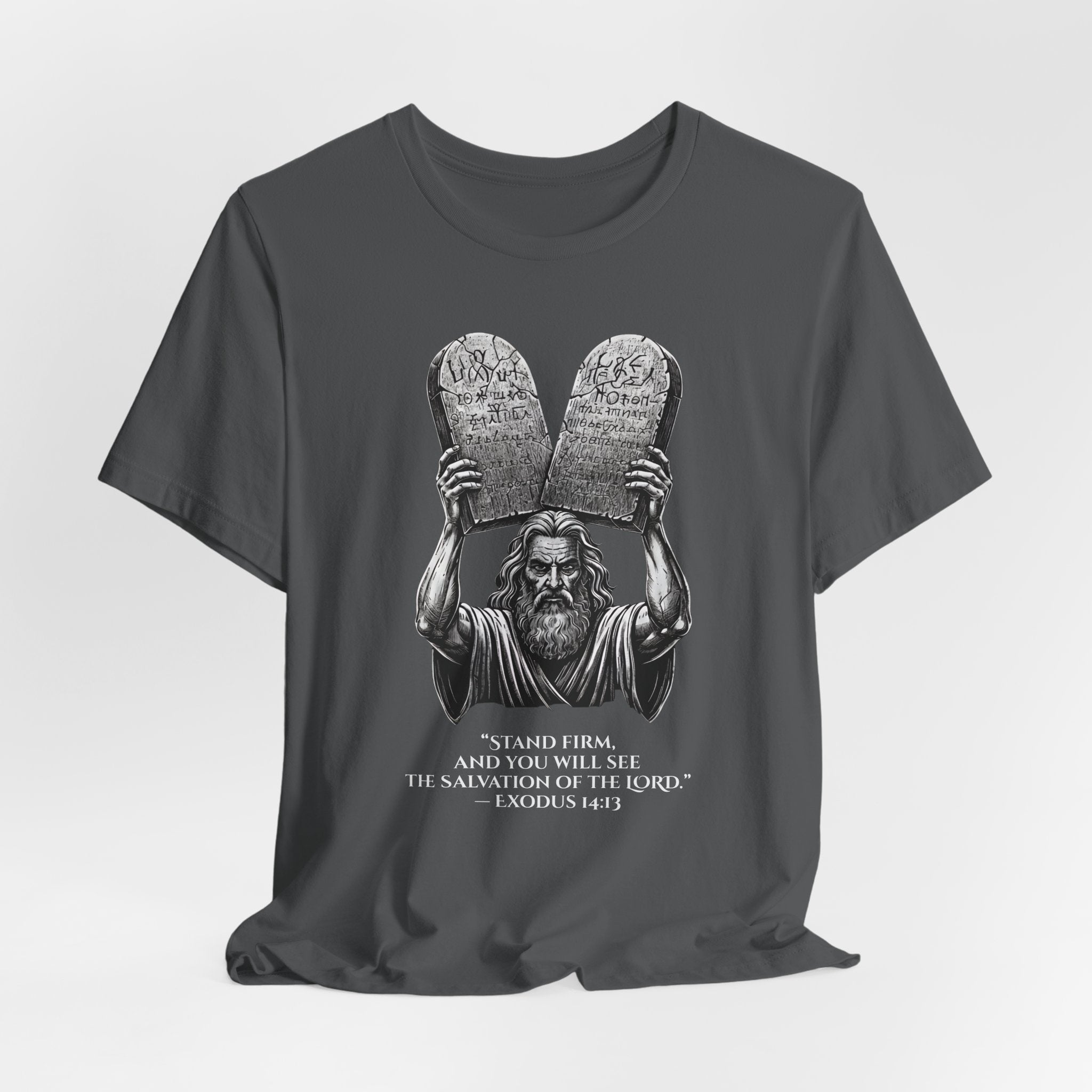 Moses Ten Commandments Shirt, Stand Firm Exodus 14:13 Tee, Christian Streetwear, Biblical Warrior Shirt, Faith Graphic Tee for Men Women