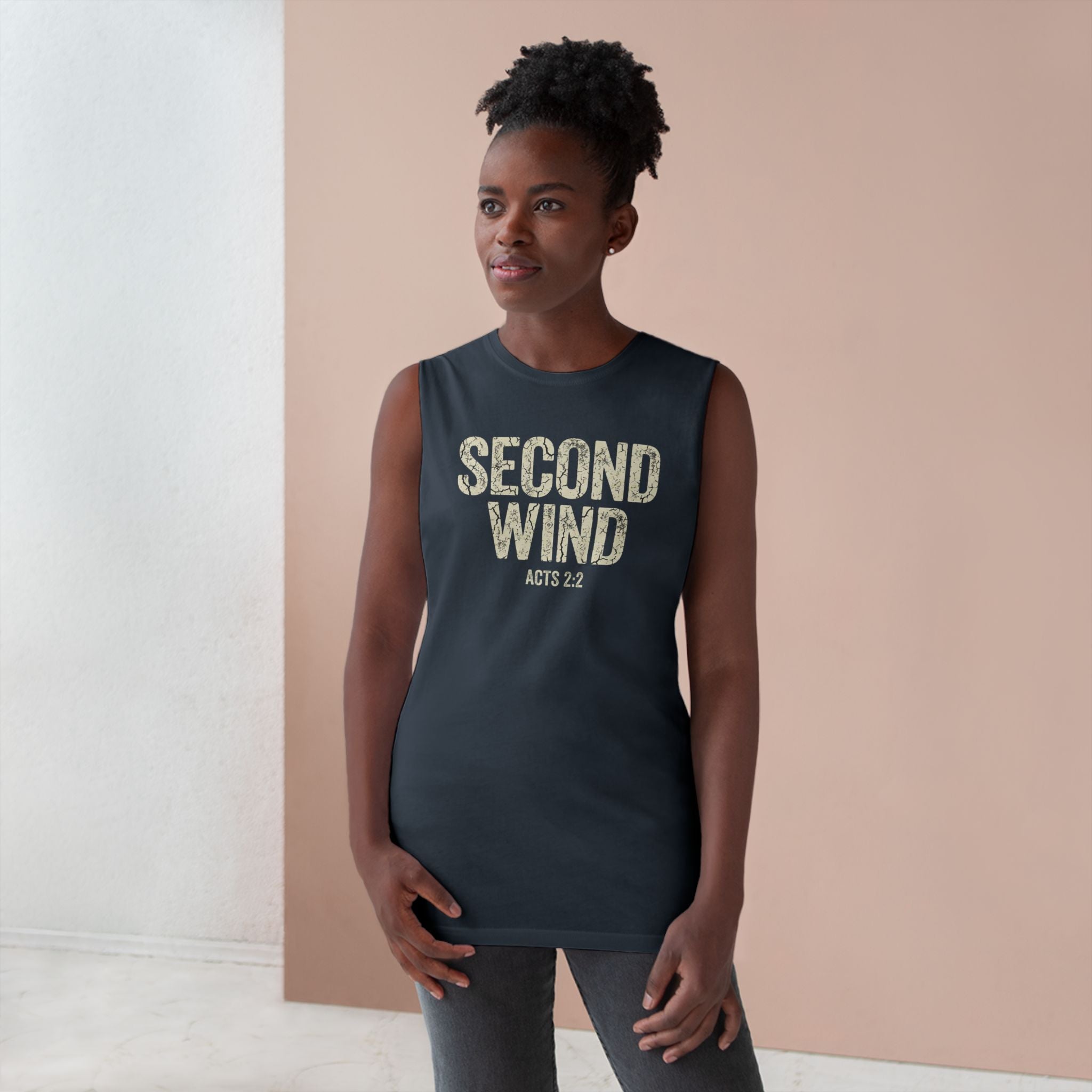 Second Wind Christian Tank Top | Acts 2:2 Bible Verse Shirt | Mens Christian Streetwear | Religious Workout Apparel | Gym Scripture Gift