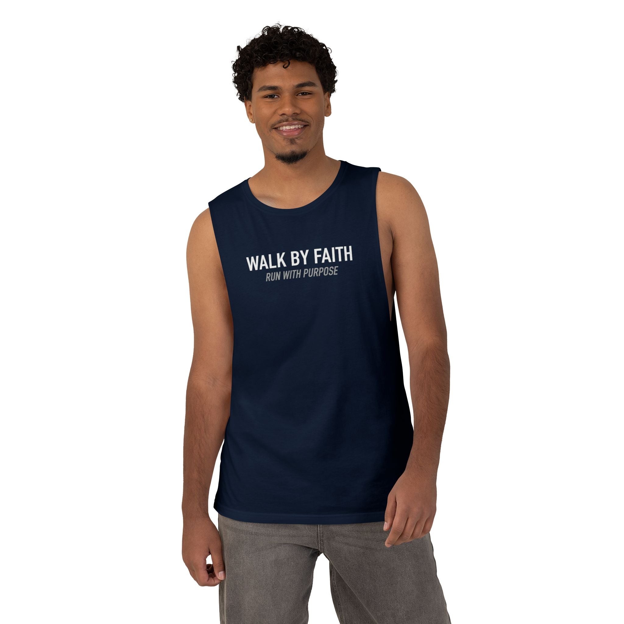 Walk By Faith Tank Top, Run With Purpose Christian Gym Tank, Unisex Muscle Tank Tee, Workout Worship Sleeveless Shirt