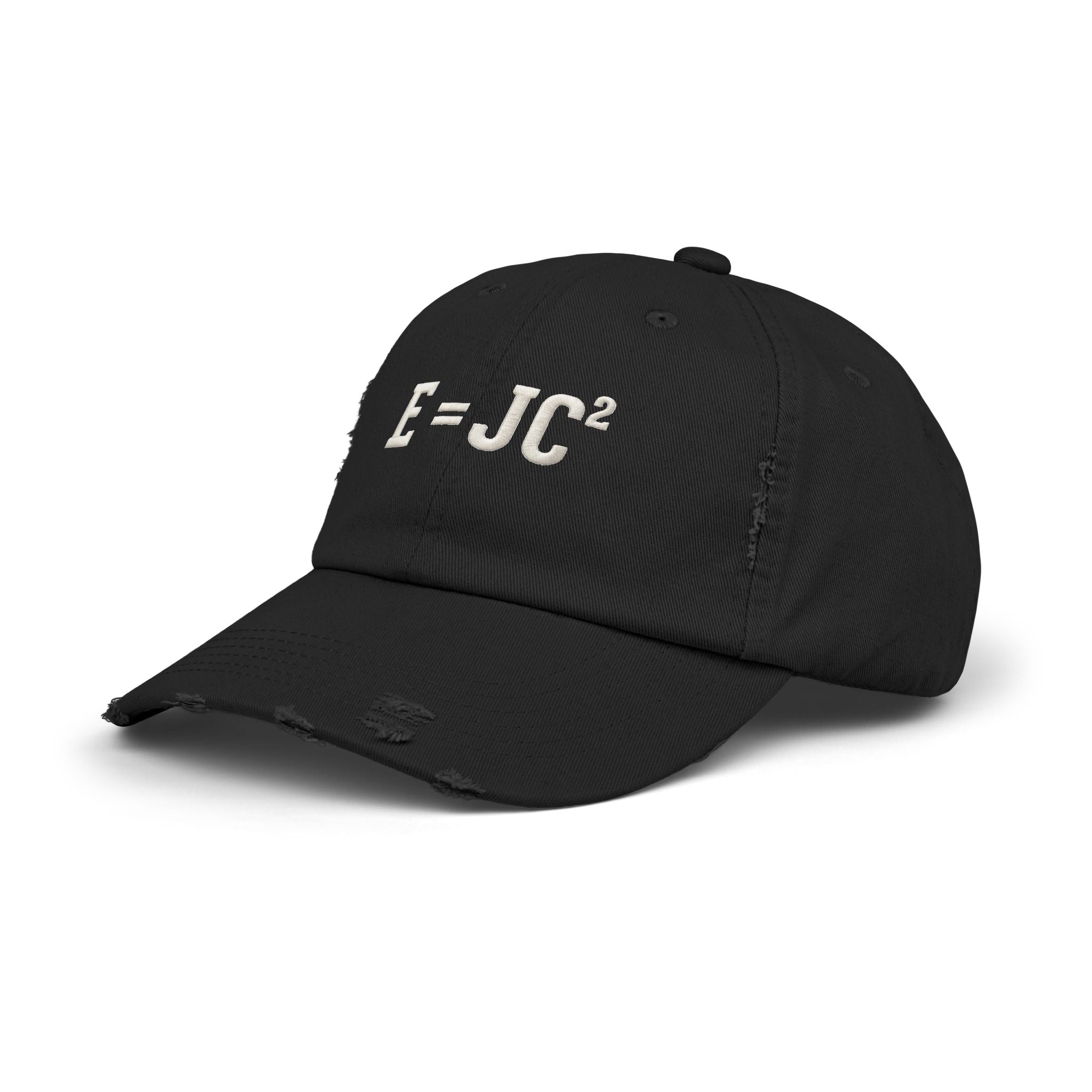 E=JC Cap | Distressed Baseball Hat, Science Equation Embroidered