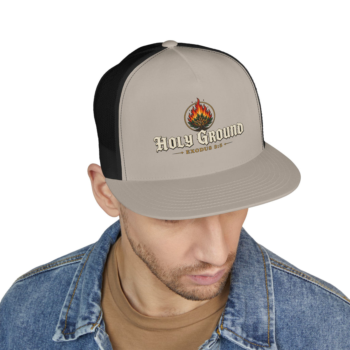 HOLY GROUND Printed Christian 5-Panel Trucker Cap