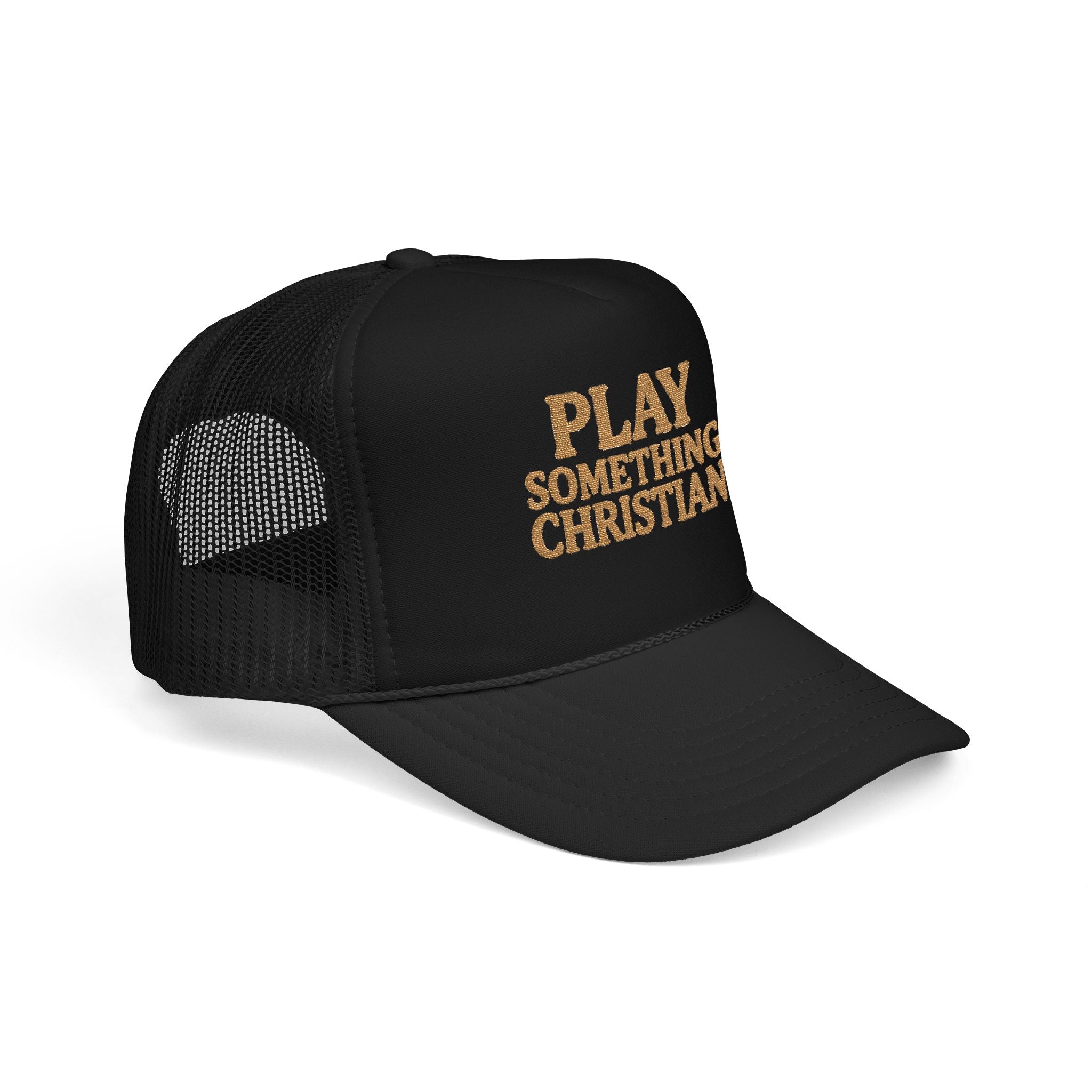 Christian Trucker Hat, Play Something Christian Cap, Foam Mesh Snapback, Worship Music Hat, Church Outfit Gift