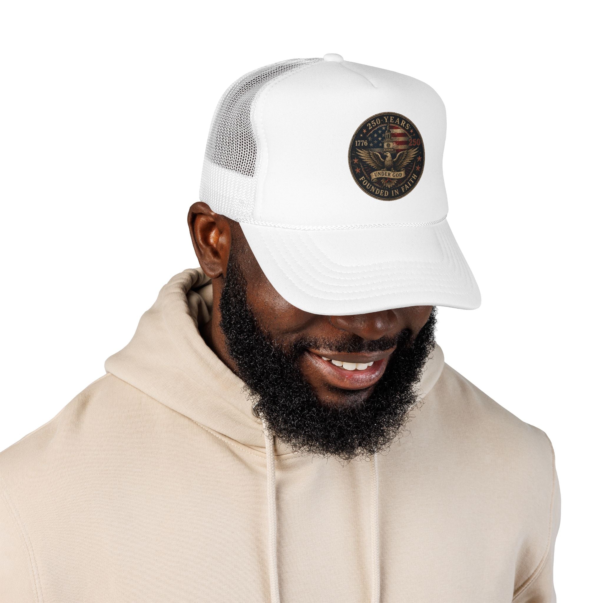 Founded in Faith Trucker Hat, Patriotic Christian Hat, Under God Hat, 1776 Cap, 250 Years Hat, Fourth of July Snapback
