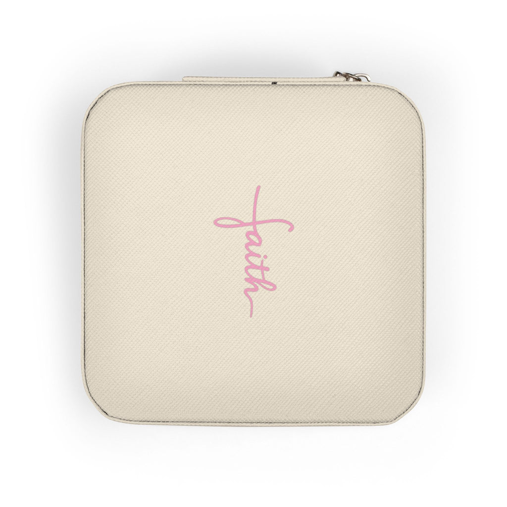 Faith Travel Jewelry Case Christian Jewelry Box Small Zip Organizer Gift for Her Nail Tech or Press On Nail Storage