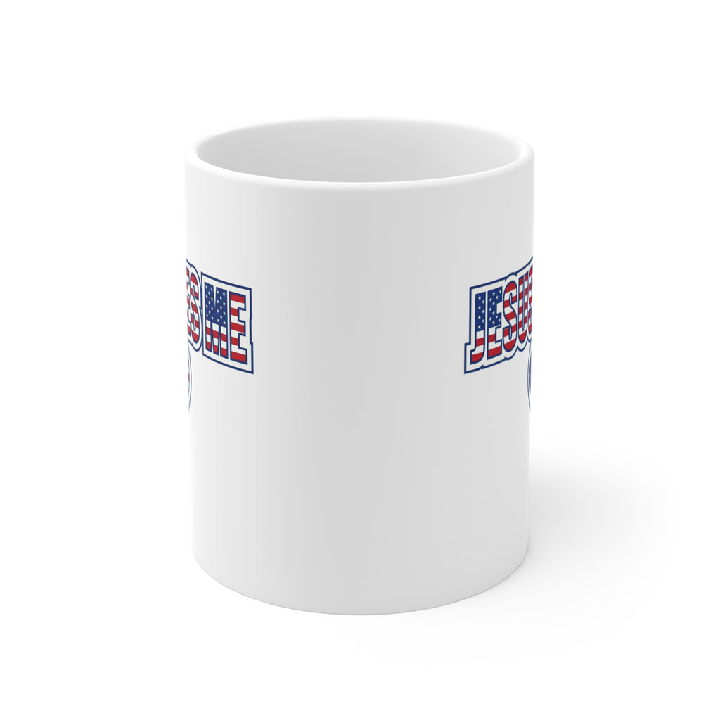 Jesus Loves Me mug | American flag heart, patriotic Christian design