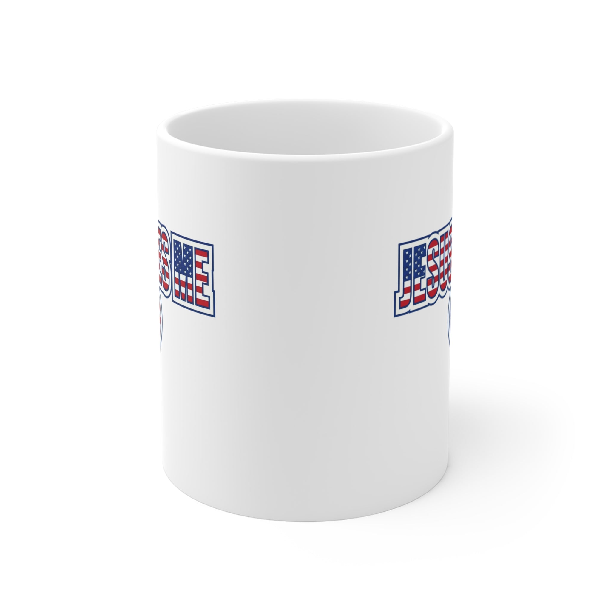 Jesus Loves Me mug | American flag heart, patriotic Christian design