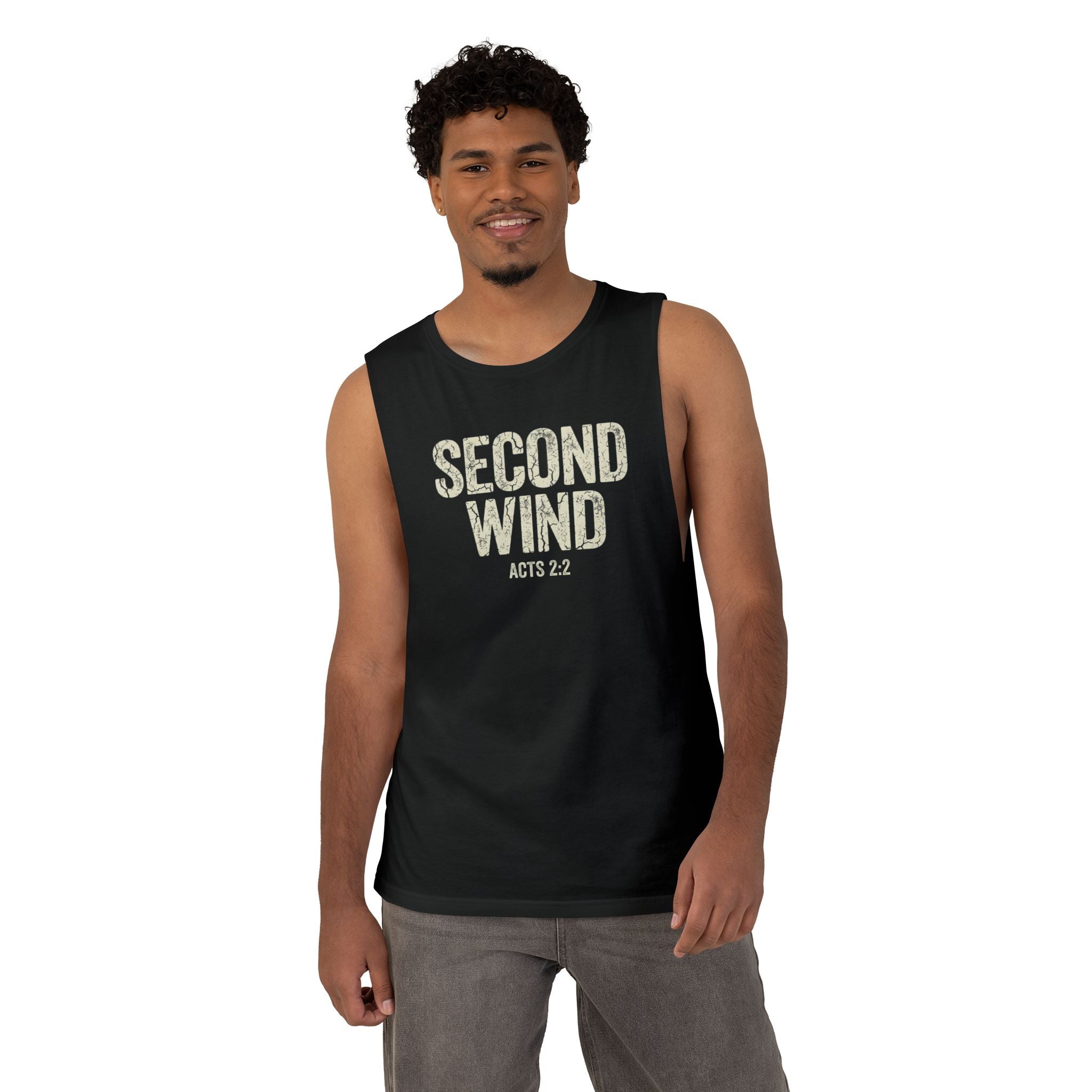 Second Wind Christian Tank Top | Acts 2:2 Bible Verse Shirt | Mens Christian Streetwear | Religious Workout Apparel | Gym Scripture Gift