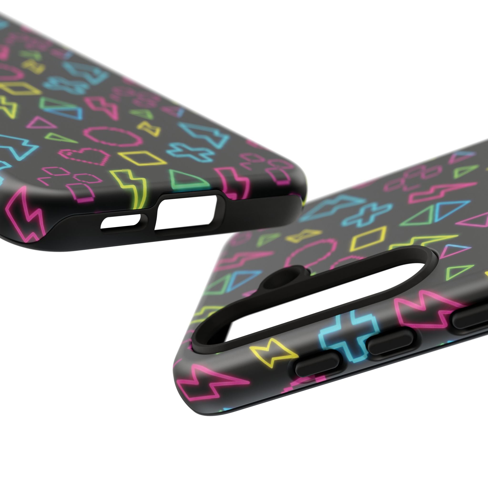 Electric Savior" Retro 90s Christian Phone Case | Neon Synthwave Pixel Art, Lightning Cross & Geometric Design, Bold Faith Gift