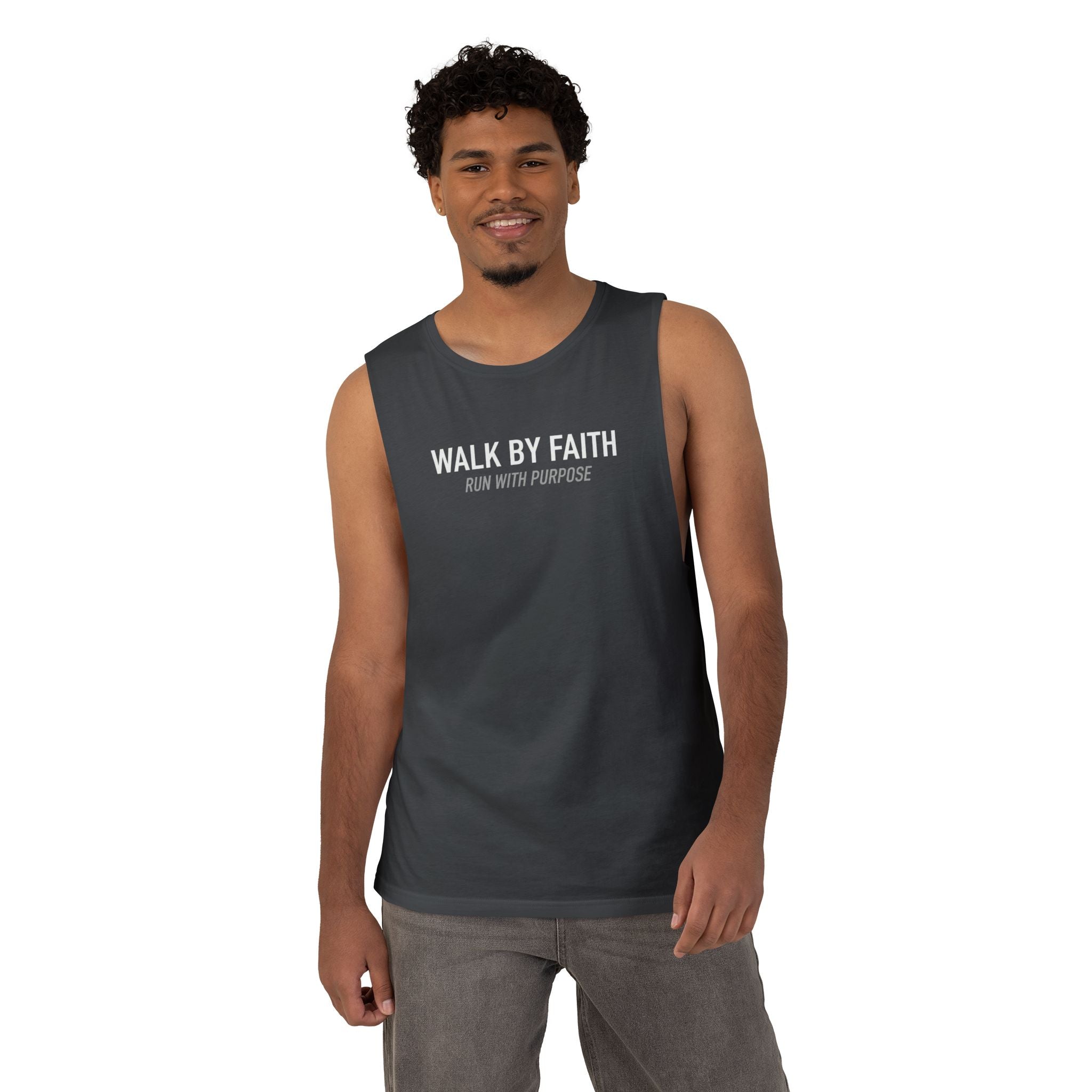 Walk By Faith Tank Top, Run With Purpose Christian Gym Tank, Unisex Muscle Tank Tee, Workout Worship Sleeveless Shirt