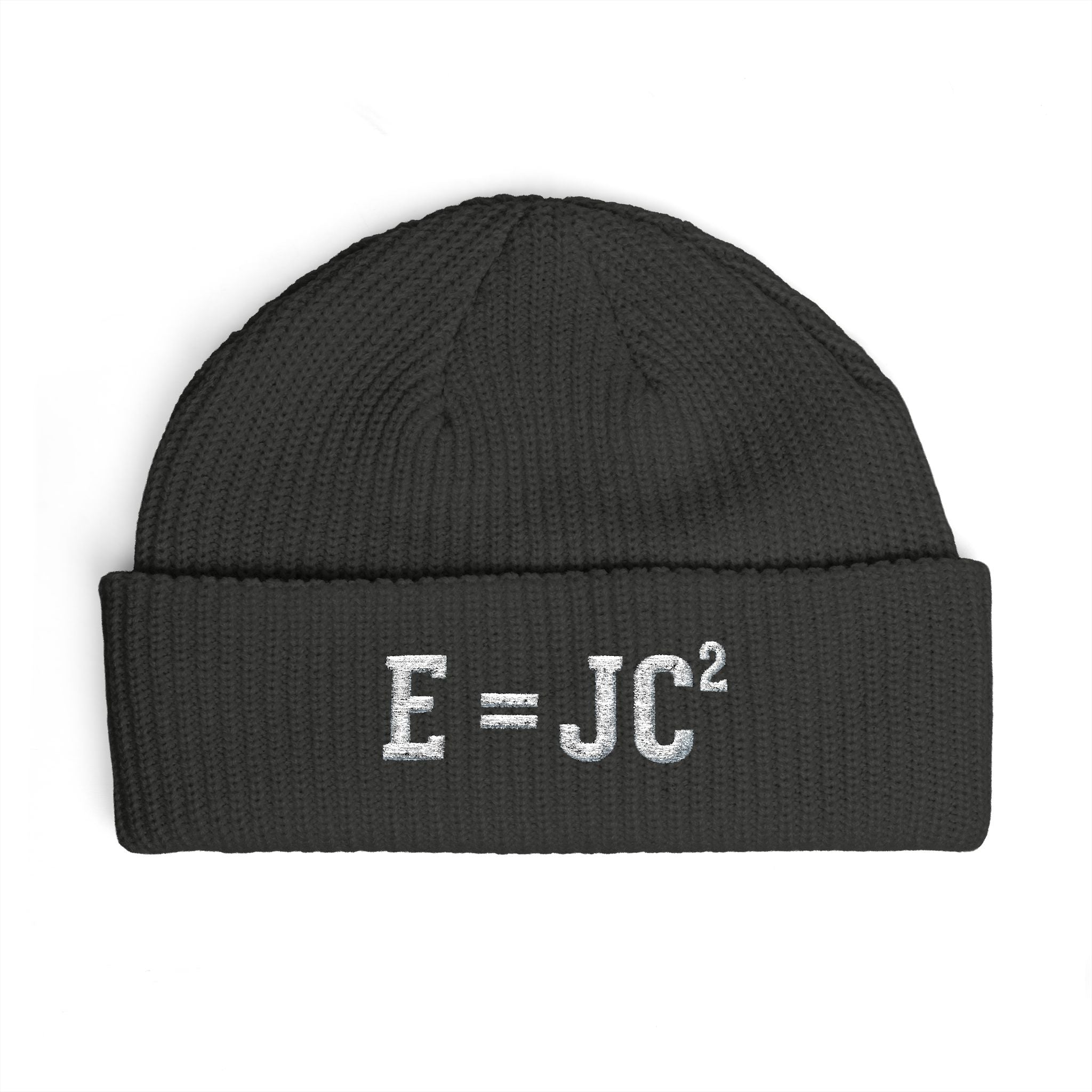 Christian Math Beanie E = JC Squared Embroidered Knit Hat, Eternity Jesus Christ Second Coming, Faith Science Beanie, Christian Nerd Gift