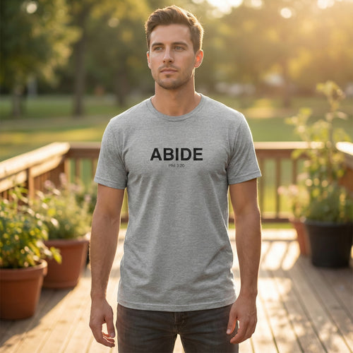 ABIDE Christian Shirt, Philippians 3:20 Tee, Minimalist Faith Streetwear, Tone on Tone Blackout Tee, Modern Bible Verse Gift