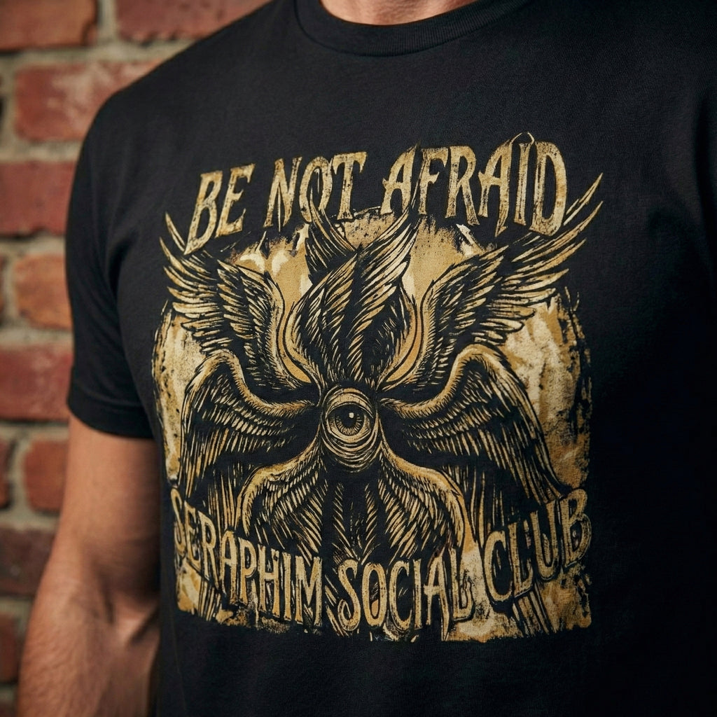 Be Not Afraid Seraphim Social Club T-Shirt | Angelic Seraphim Illustration
