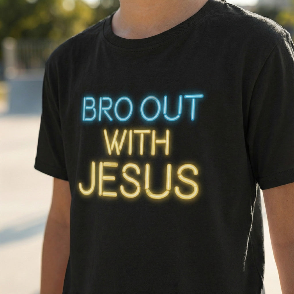 Bro Out With Jesus Youth Shirt, Funny Christian Tee for Boys, Youth Group Camp Shirt, Teen Faith Gift, Church Youth Ministry Top